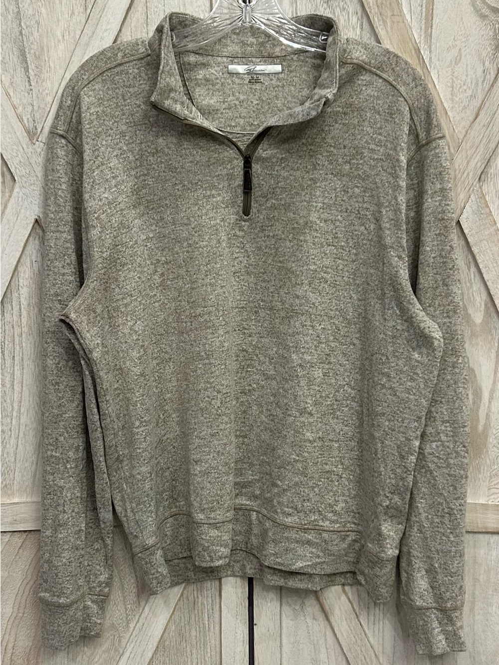 Greg Norman Quarter Zip Collection Men's M Heather Taupe Performance Golf